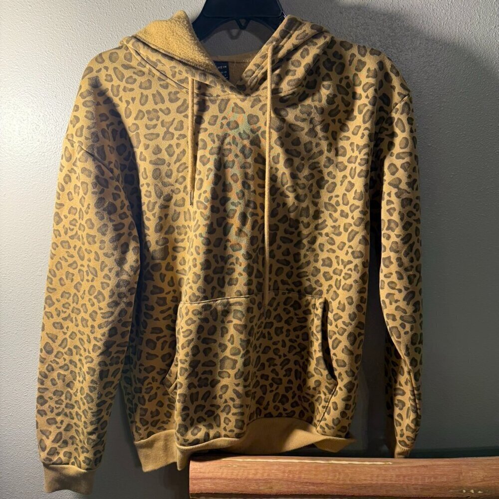 Shein Cheetah print style hoodie with kangaroo pocket